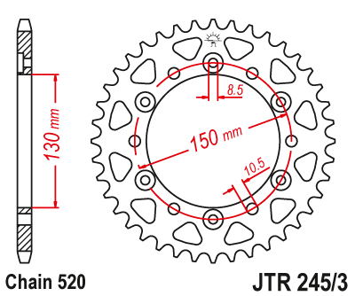 Foaie/ pinion spate - JT - Foaie (spate) JTR245/3, 45 dinti - NX500Dominator '95-