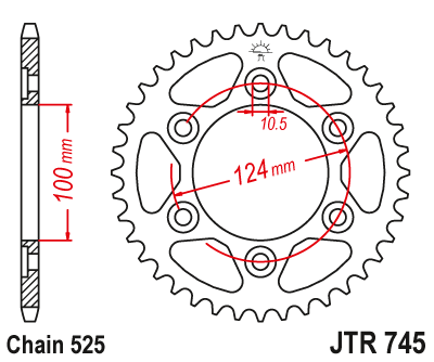 Foaie/ pinion spate - JT - Foaie (spate) JTR745, 37 dinti - Ducati 916 Monster S4