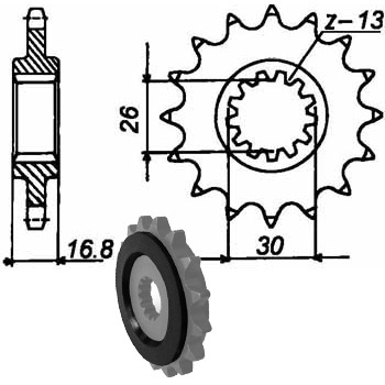 Moto/Atv - JT - Pinion (fata), 16 dinti (utima bucata)