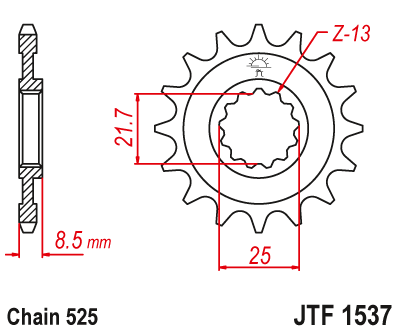 Moto/Atv - JT - Pinion (fata) JTF1537, 16 dinti - ZX-9R'02-/Z1000'03-06