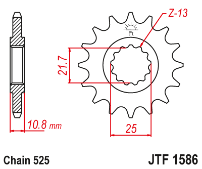 Moto/Atv - JT - Pinion (fata) JTF1586, 16 dinti - R6 '06-Std / TDM850'96-98
