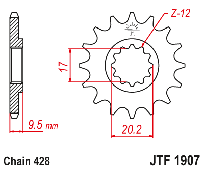 Moto/Atv - JT - Pinion (fata) JTF1907, 14 dinti - KTM SX85'04-/ SX105/XC105'07-