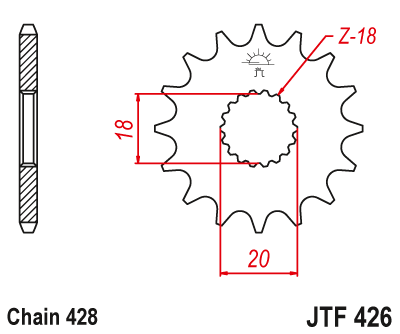 Pinion fata - JT - Pinion (fata) JTF426, 14 dinti - GS125 '99-'02