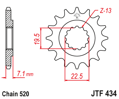 Pinion fata - JT - Pinion (fata) JTF434, 15 dinti - GN250/GZ250/DR500/SP400/370