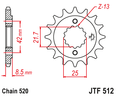 Moto/Atv - JT - Pinion (fata) JTF512, 17 dinti - KLE500 '97-/ ER-5