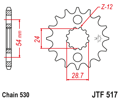 Moto/Atv - JT - Pinion (fata) JTF517, 17 dinti - GPZ900R/ZZR1100/1200/1400