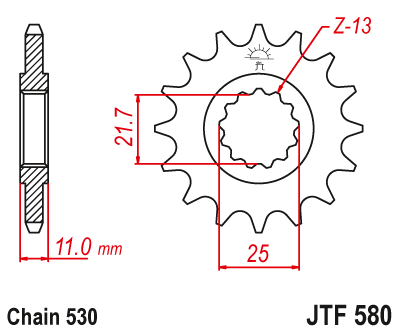 Pinion fata - JT - Pinion (fata) JTF580, 16 dinti - FZ6'04-/FZ750/YZF-R7
