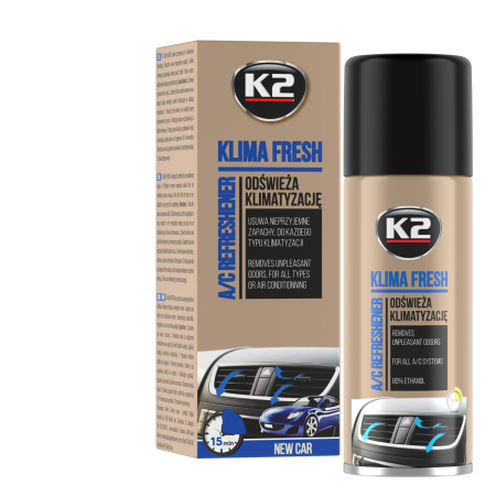 Intretinere auto - K2 KLIMA FRESH 150ml Spray curatat si dezinfectat aer cond.NEW CAR
