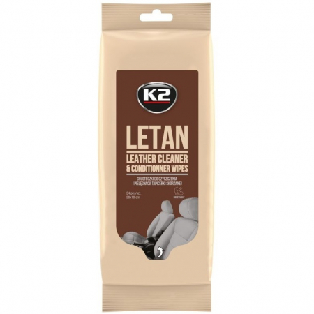 Intretinere auto - K2 Letan Wipes Servetele Umede Curatat Piele 24 Buc K210