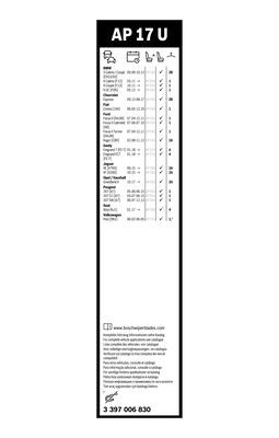 Lamela stergator BOSCH AeroTwin Plus AP17U 3397006830, lungime 425 mm, fara carcasa [2]