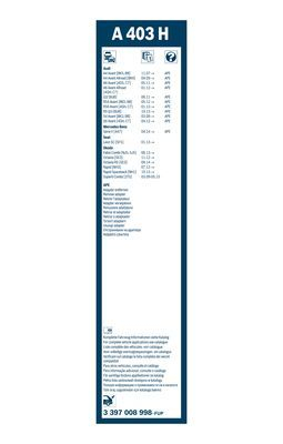 Lamela stergator luneta BOSCH AeroTwin Rear A403H 3397008998, lungime 400 mm, fara carcasa [2]