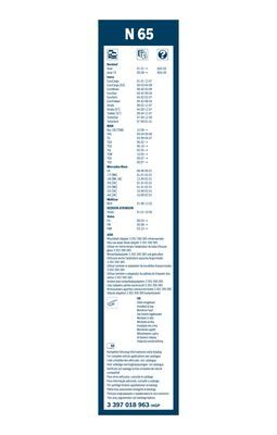Lamela stergator parbriz BOSCH Twin N65 3397018963, lungime 650 mm, standard, montare stanga/dreapta [2]