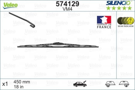 Lamela stergator parbriz VALEO 574129 SILENCIO CONVENTIONAL SINGLE, lungime 450 mm [1]