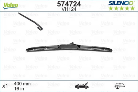 Lamela stergator parbriz VALEO 574724 SILENCIO HYBRID SINGLE, lungime 400 mm, cu spoiler [2]
