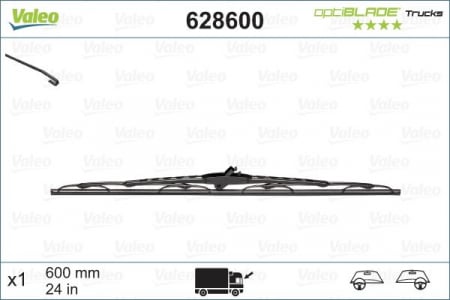 Lamela stergator parbriz VALEO 628600 OPTIBLADE TRUCKS, lungime 600 mm [1]