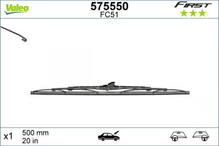 Lamela stergator VALEO 575550 First, lungime 500 mm, stergator arcuit [1]