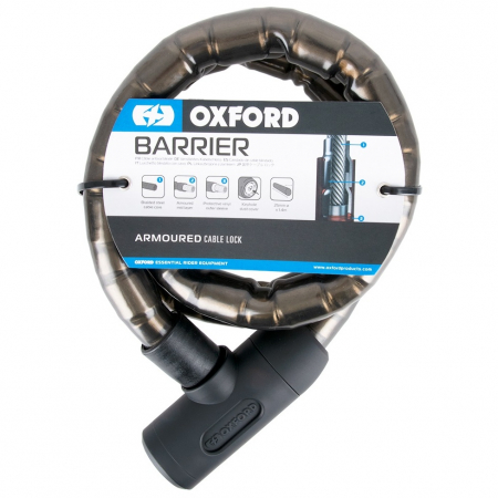 Lant Antifurt Moto Oxford Barrier Armoured Cable 1.4mx25mm Smoke Otel Gri Inchis LK135 [1]