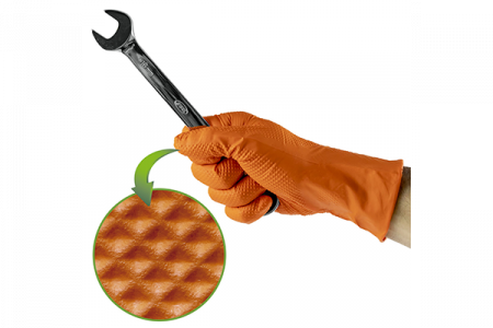Scule si echipamente - Manusi Din Nitril De Culoare Orange 7.0 Marimea: L (100 De Unitati) Jbm