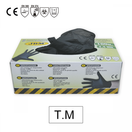 Manusi Negre De Unica Folosinta. De Nitril Marime M- Set 100Buc Jbm [6]