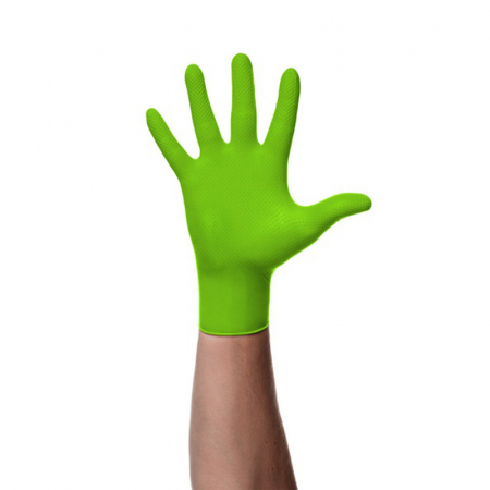 Scule si echipamente - Manusi Nitril Textura Diamantata Culoare Verde 7.0Mil. Marime Xl. Set 100 Buc