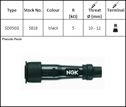 Moto/Atv - NGK - Pipa bachelita SD05EG