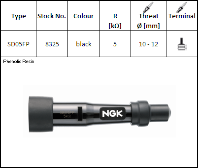 Moto/Atv - NGK - Pipa bachelita SD05FP