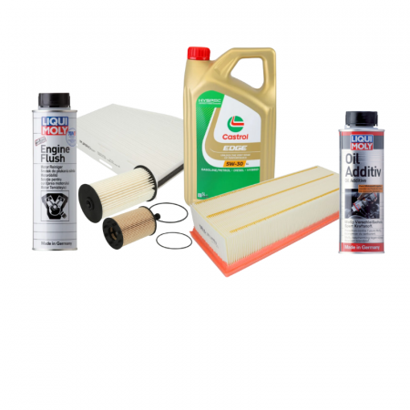 Piese auto - Pachet revizie BRONZE CASTROL 5W-30 + filtre + Engine Flush + Aditiv MoS2 pentru VAG 1.9/2.0 TDI