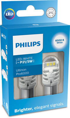 Set 2 Becuri Auxiliare Cu Led 12V P21/5W Ultinon Pro6000Si White Philips [0]