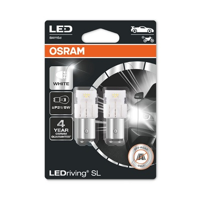 Becuri auto - Set 2 Becuri Auxiliare Cu Led 12V (P21/5W) White 6000K Bli Osram