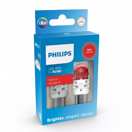 Set 2 Becuri Auxiliare Cu Led 12V P21W Ultinon Pro6000Si Red Philips [2]