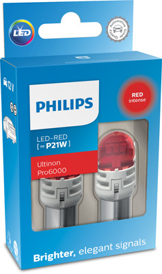 Set 2 Becuri Auxiliare Cu Led 12V P21W Ultinon Pro6000Si Red Philips [0]