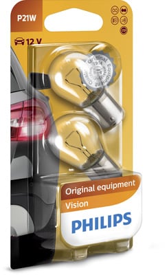 Becuri auto - Set 2 Becuri P21W 12V Ba15S Blister Philips