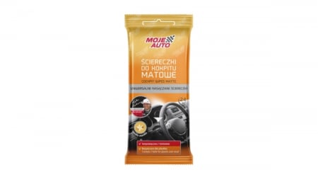 Intretinere auto - Set 24 de servetele pentru curatat bordul, aroma vanilie, efect mat, Moje Auto