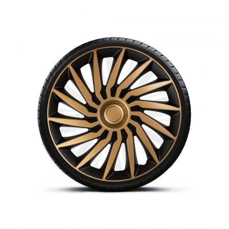 Accesorii auto - Set Capace Roti 15  Galben-Negru Cu Inel Galben Kendo