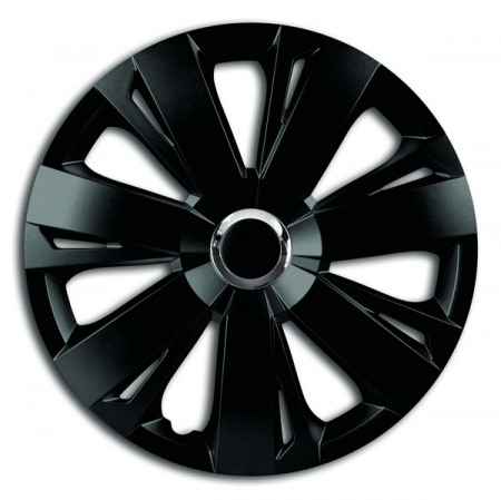 Accesorii auto - Set Capace Roti 15  Negre Cu Inel Cromat Energy