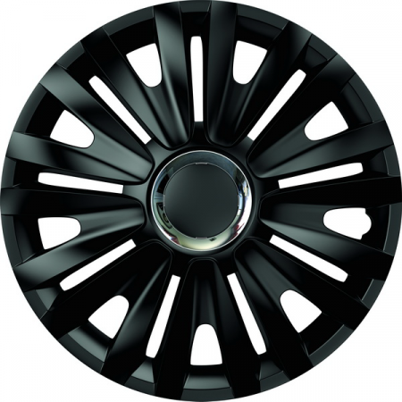 Accesorii auto - Set Capace Roti 15  Negre Cu Inel Cromat Royal