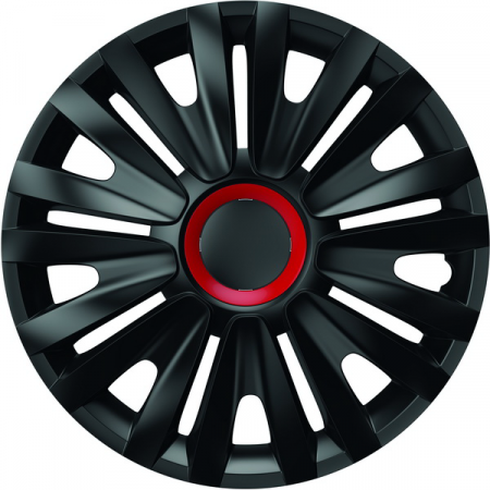 Accesorii auto - Set Capace Roti 15  Negre Cu Inel Rosu Royal