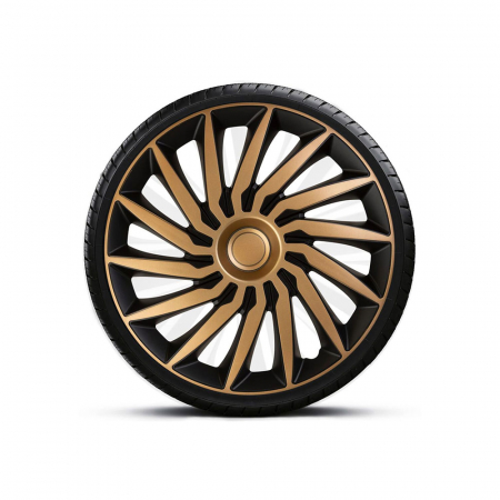 Accesorii auto - Set Capace Roti 16  Galben-Negru Cu Inel Galben Kendo