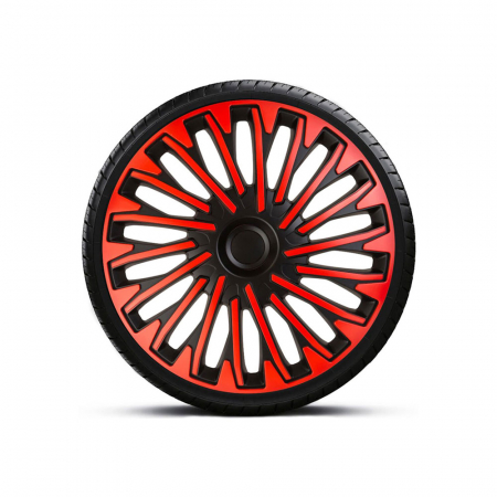 Accesorii auto - Set Capace Roti 16  Rosu-Negru Cu Inel Negru Soho