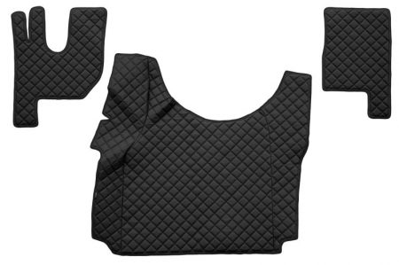 Covor compartiment picioare - Set covorase compatibile cu Renault T cu podea inalta (01.2014-2021), piele sintetica - Negru