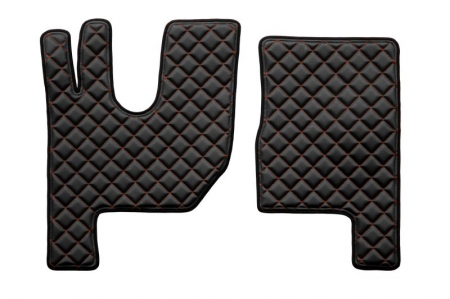 Set covorase compatibile cu Renault T cu podea inalta (01.2014-2021), piele sintetica - Negru/Rosu [1]