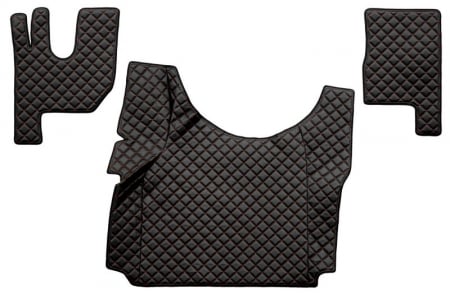 Accesorii camion - Set covorase compatibile cu Renault T cu podea inalta (01.2014-2021), piele sintetica - Negru/Rosu