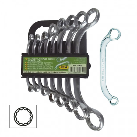 Scule si echipamente - Set De 8 Chei Inelare Semiluna Jbm