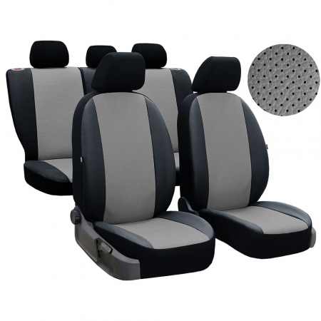 Set Huse Scaun Perline Piele Perforata Gri-Negru [3]