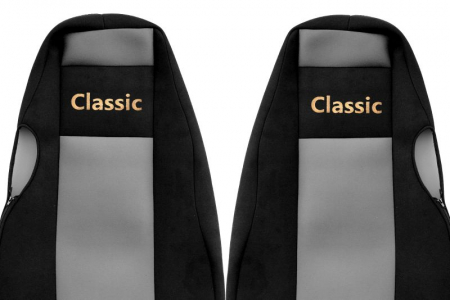 Set huse scaun textil camion compatibile cu SERIA 4 (01.1995-12.2004) cu tetiere integrate, Gri [1]