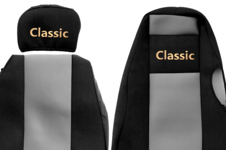 Set huse scaun textil camion compatibile cu SERIA 4 cu tetiere diferite, Gri [1]