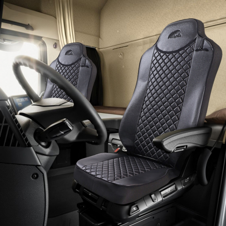 Set Huse Scaun Truck Umbrella Pentru Man Tgx Euro 5 Piele Ecologica Neagra [1]