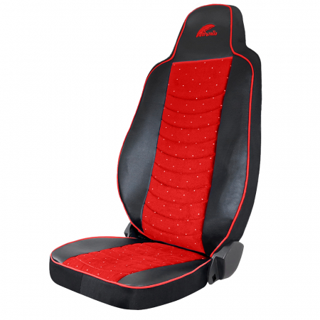 Set Huse Scaun Truck Umbrella Pentru Man Tgx Euro 6 Piele Ecologica Neagra + Velvet Rosu (2021-) [1]
