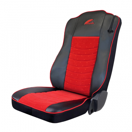 Set Huse Scaun Truck Umbrella Pentru Mercedes Mp5 Mp6 Euro 6 Piele Ecologica Neagra + Velvet Rosu [0]