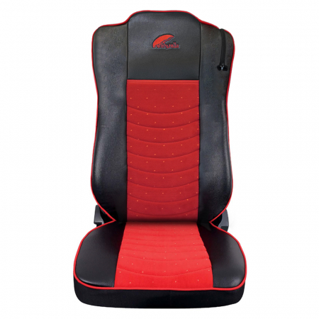 Set Huse Scaun Truck Umbrella Pentru Mercedes Mp5 Mp6 Euro 6 Piele Ecologica Neagra + Velvet Rosu [1]